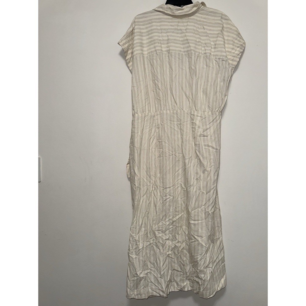 Universal Thread™ Short Sleeve Wrap Waist Midi Shirtdress Cream Striped XL - Picture 11 of 14